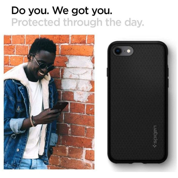 Калъф Liquid Air за iPhone 7, 8, SE 2020 & SE 2022, Черно, Black, Spigen