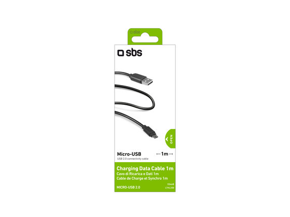Кабел Micro-USB / USB, 1m, Черно, Black, SBS