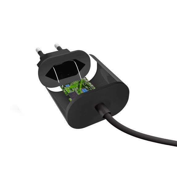 10W заряден адаптер с USB-C, Черно, Black, SBS