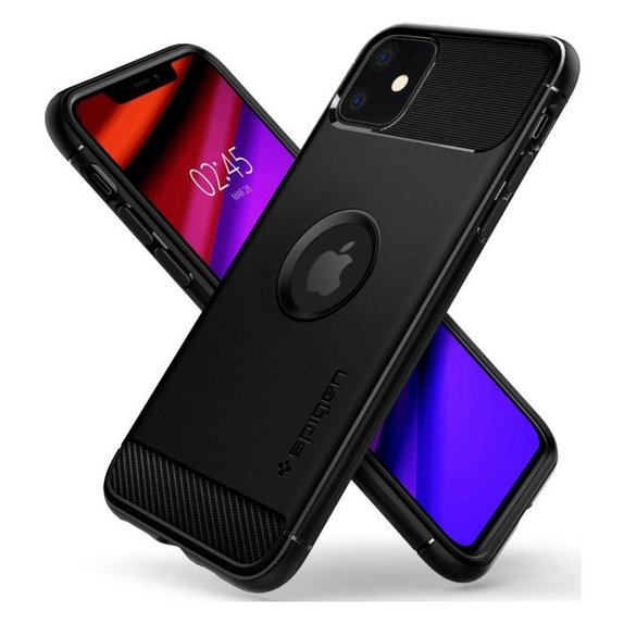 Калъф Rugged Armor за iPhone 11, Черно, Black, Spigen