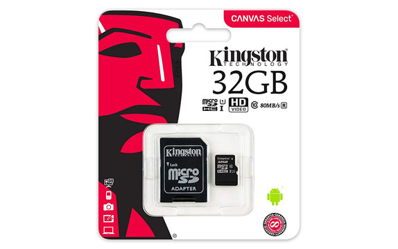 MicroSDHC карта памет Canvas Select Plus 32 GB + SD адаптер, Kingston