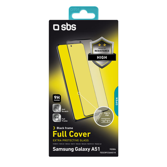 Закалено стъкло с пълно покритие за Samsung A51, A52 и A52 5G, Черно, Black