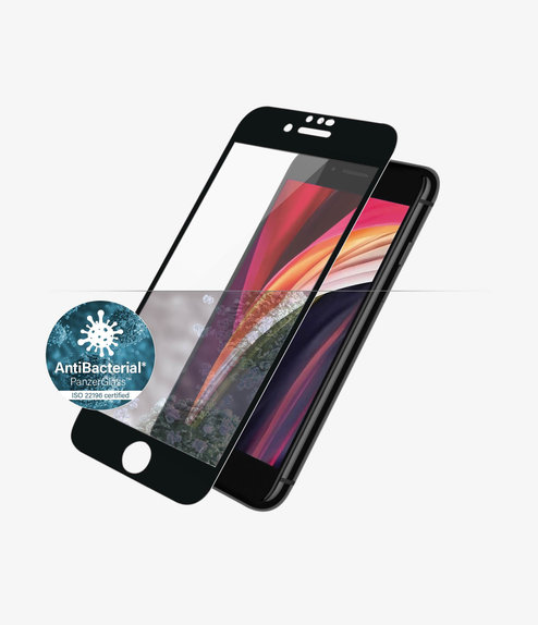 Закалено стъкло съвместимо с калъф AB за iPhone 6, 6s, 7, 8, SE 2020 и SE 2022, Черно, Black