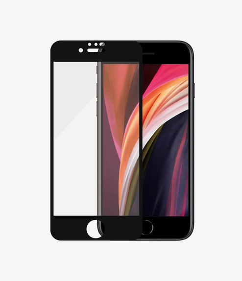 Закалено стъкло съвместимо с калъф AB за iPhone 6, 6s, 7, 8, SE 2020 и SE 2022, Черно, Black
