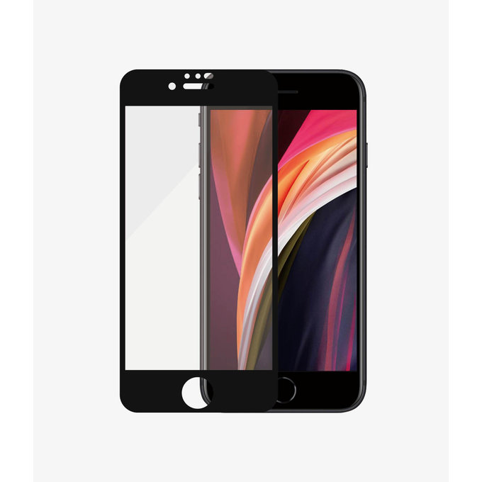 Закалено стъкло съвместимо с калъф AB за iPhone 6, 6s, 7, 8, SE 2020 и SE 2022, Черно, Black