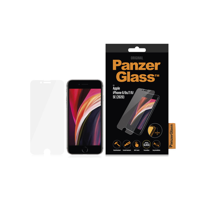 Закалено стъкло стандартно за iPhone SE 2020, 8, 7, 6s и 6, Прозрачен, Transparent