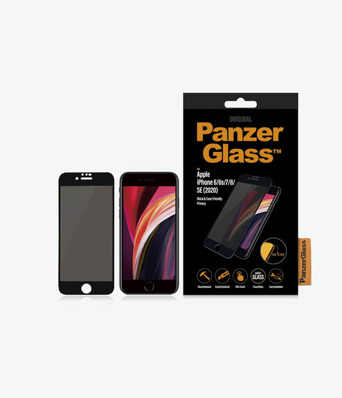 Закалено стъкло с поверителност съвместимо с калъф за iPhone 6, 6s, 7, 8, SE 2020 и SE 2022, Черно, Black