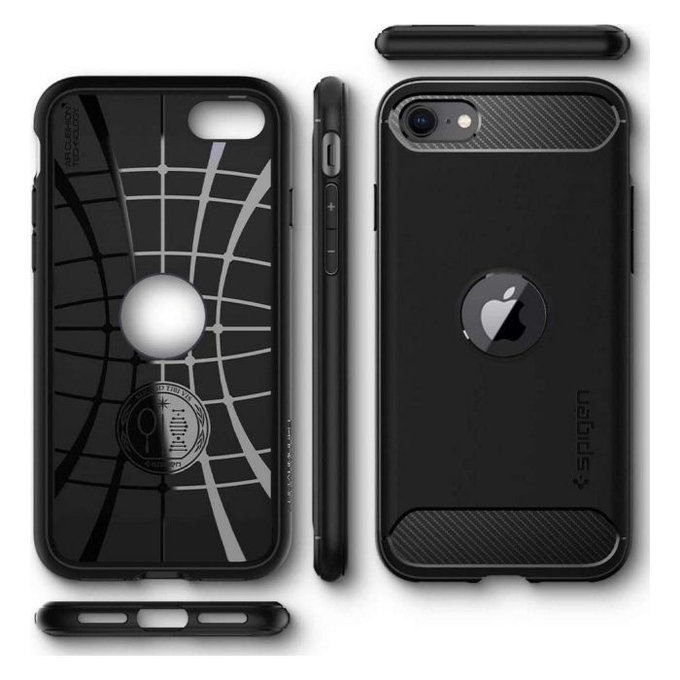 Калъф Rugged Armor за iPhone SE 2020 & SE 2022, Черно, Black, Spigen