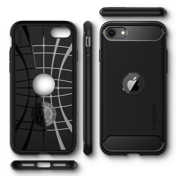 Калъф Rugged Armor за iPhone SE 2020 & SE 2022, Черно, Black, Spigen