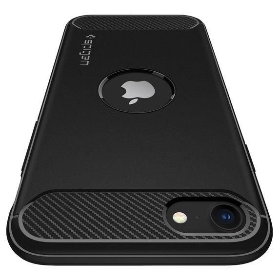 Калъф Rugged Armor за iPhone SE 2020 & SE 2022, Черно, Black, Spigen