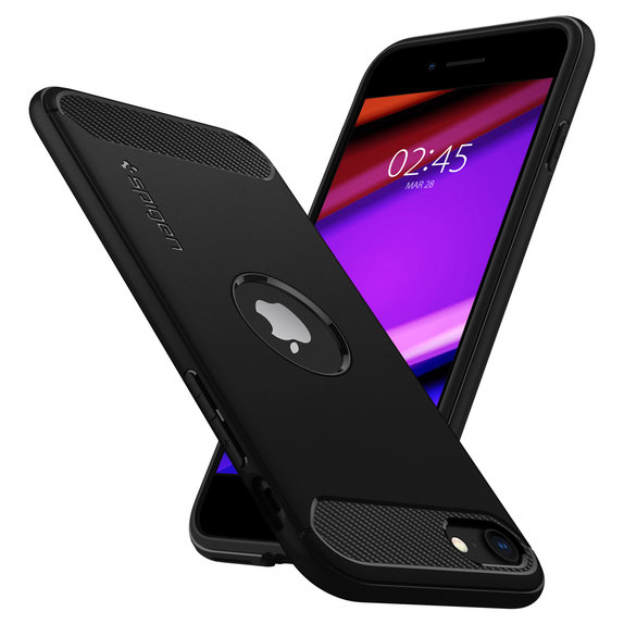 Калъф Rugged Armor за iPhone SE 2020 & SE 2022, Черно, Black, Spigen