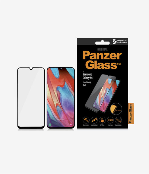 Закалено стъкло съвместимо с калъф за Samsung A41, Черно, Black