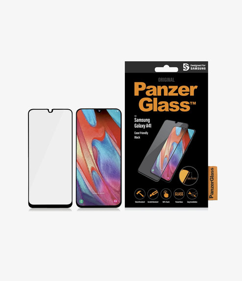 Закалено стъкло съвместимо с калъф за Samsung A41, Черно, Black