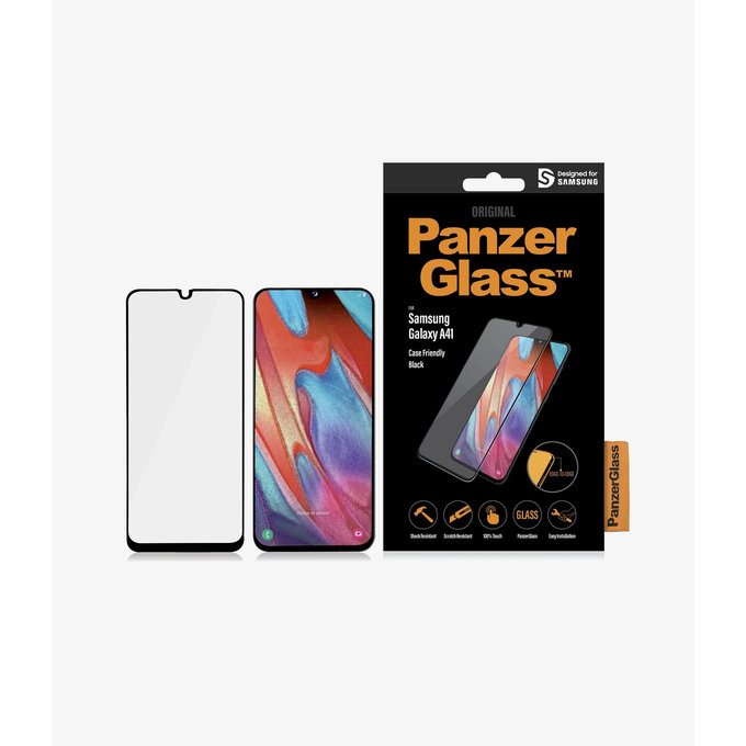 Закалено стъкло съвместимо с калъф за Samsung A41, Черно, Black