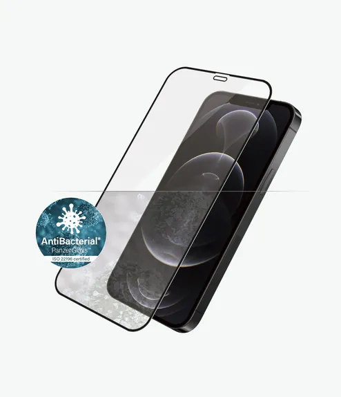 Закалено стъкло съвместимо с калъф AB за iPhone 12 и 12 Pro, Черно, Black