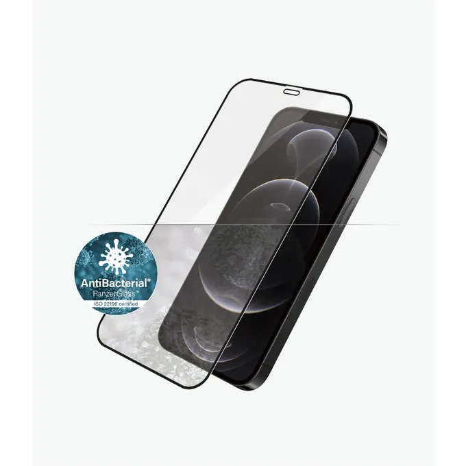 Закалено стъкло съвместимо с калъф AB за iPhone 12 и 12 Pro, Черно, Black