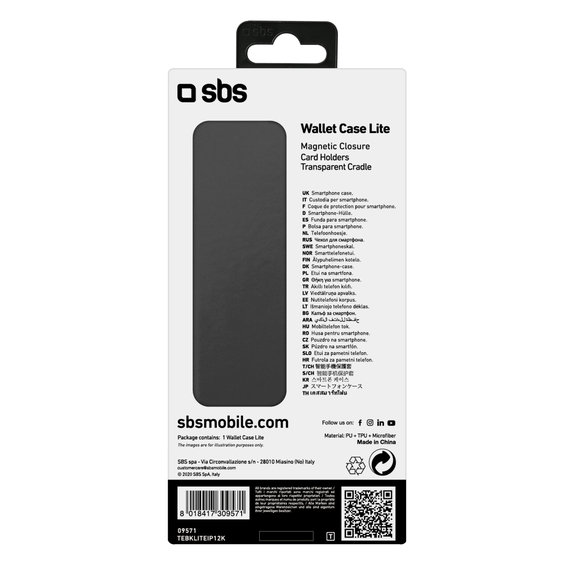 Калъф Book Wallet Lite за iPhone 12 mini, Черно, Black