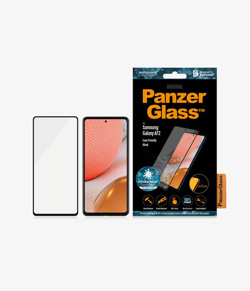 Закалено стъкло съвместимо с калъф AB за Samsung A72, Черно, Black