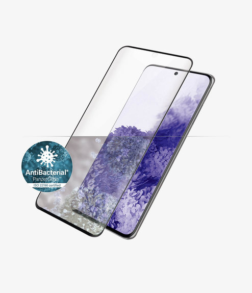 Закалено стъкло съвместимо с калъф AB за Samsung S21 Ultra, съвместимо с пръстов отпечатък, Черно, Black