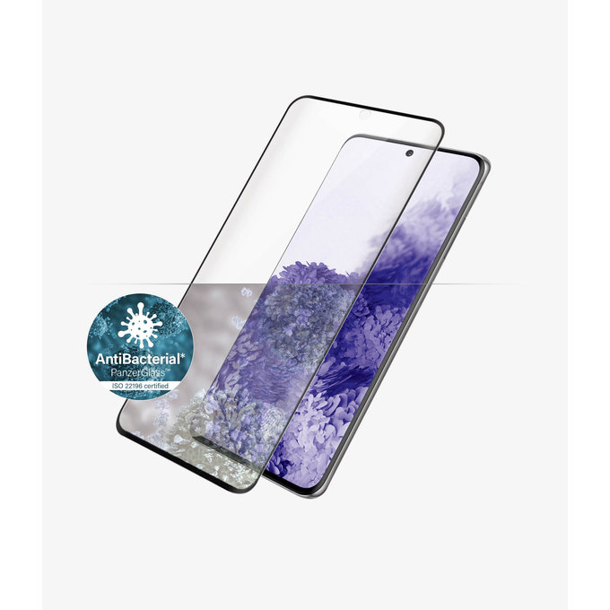 Закалено стъкло съвместимо с калъф AB за Samsung S21 Ultra, съвместимо с пръстов отпечатък, Черно, Black