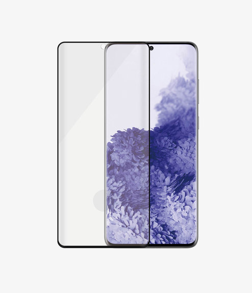 Закалено стъкло съвместимо с калъф AB за Samsung S21 Ultra, съвместимо с пръстов отпечатък, Черно, Black