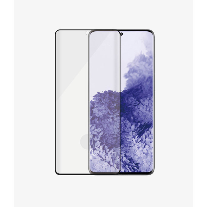 Закалено стъкло съвместимо с калъф AB за Samsung S21 Ultra, съвместимо с пръстов отпечатък, Черно, Black