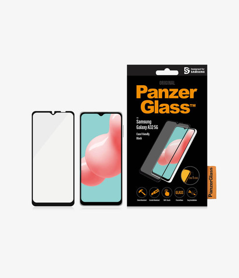 Закалено стъкло съвместимо с калъф за Samsung A32 5G, Черно, Black