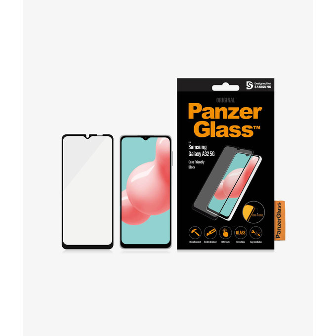 Закалено стъкло съвместимо с калъф за Samsung A32 5G, Черно, Black