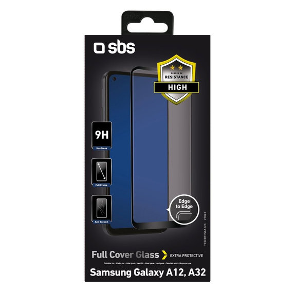 Закалено стъкло с пълно покритие за Samsung A12, A32 5G, M12, A13, A13 5G, A03 и A04s, Черно, Black