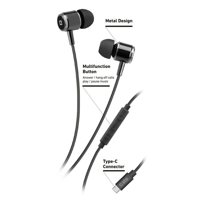 Слушалки Studio Mix 100C с микрофон, USB-C, Черно, Black, SBS