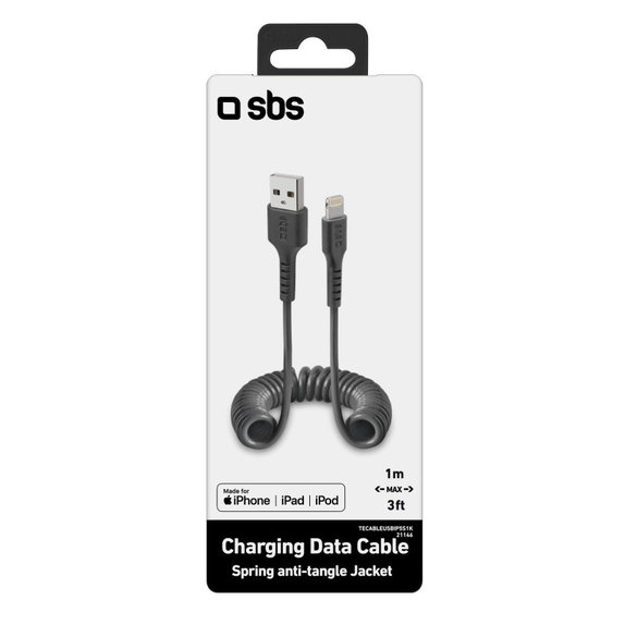 Кабел Lightning / USB, 1m, Черно, Black, SBS