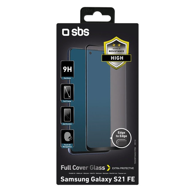 Закалено стъкло с пълно покритие за Samsung S21 FE, Черно, Black