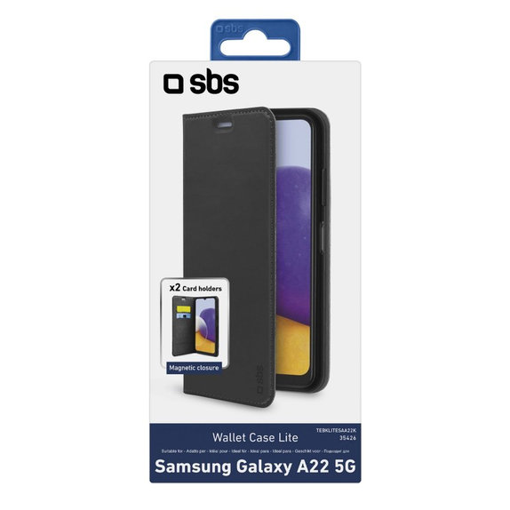 Калъф Book Wallet Lite за Samsung A22 5G, Черно, Black