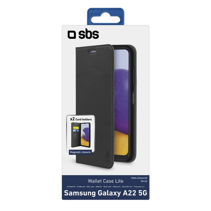 Калъф Book Wallet Lite за Samsung A22 5G, Черно, Black