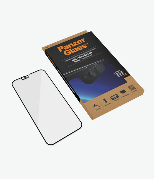 Закалено стъкло съвместимо с калъф и плъзгач за камерата AB за iPhone 13 Pro Max и 14 Plus, Черно, Black