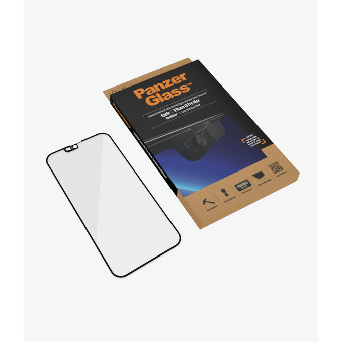 Закалено стъкло съвместимо с калъф и плъзгач за камерата AB за iPhone 13 Pro Max и 14 Plus, Черно, Black