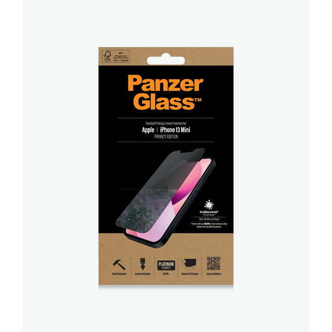Закалено стъкло стандартно с поверителност AB за iPhone 13 mini, Прозрачен, Transparent