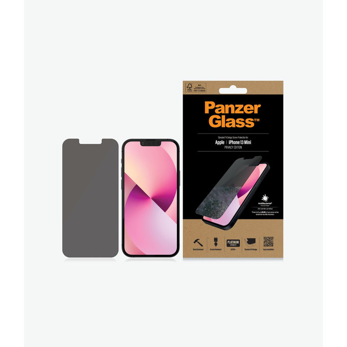 Закалено стъкло стандартно с поверителност AB за iPhone 13 mini, Прозрачен, Transparent