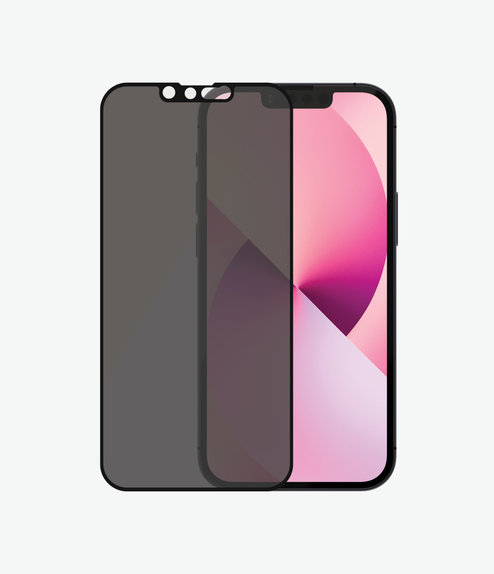 Закалено стъкло съвместимо с калъф с поверителност AB за iPhone 13 mini, Черно, Black