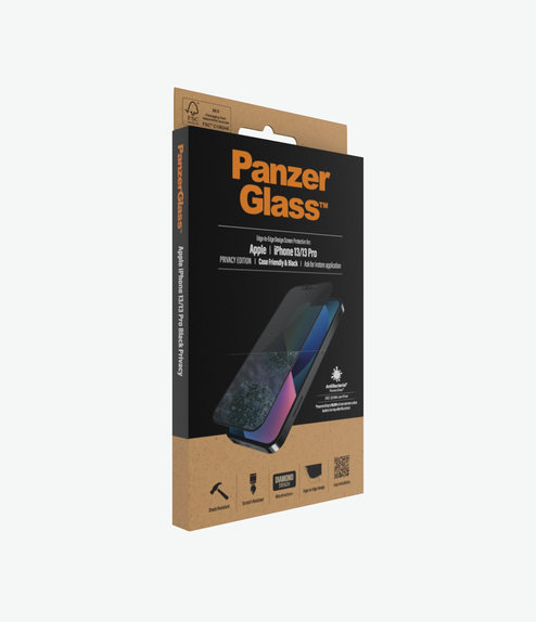 Закалено стъкло съвместимо с калъф с поверителност AB за iPhone 13, 13 Pro и 14, Черно, Black