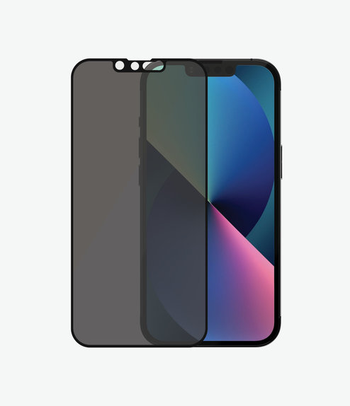 Закалено стъкло съвместимо с калъф с поверителност AB за iPhone 13, 13 Pro и 14, Черно, Black