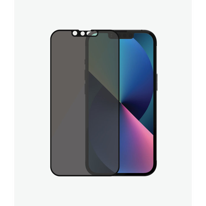 Закалено стъкло съвместимо с калъф с поверителност AB за iPhone 13, 13 Pro и 14, Черно, Black