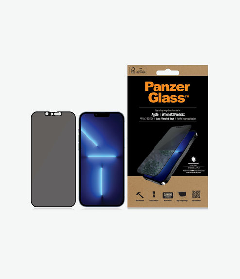 Закалено стъкло съвместимо с калъф с поверителност AB за iPhone 13 Pro Max и 14 Plus, Черно, Black