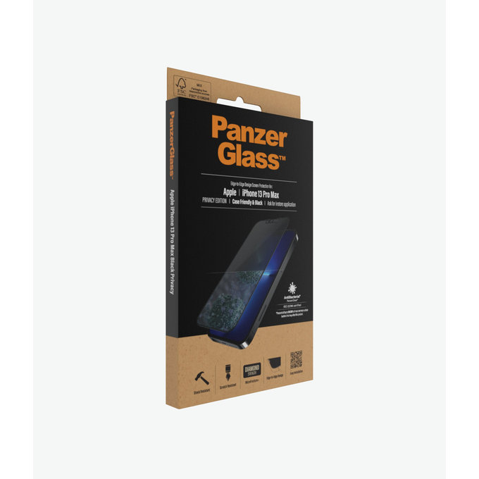 Закалено стъкло съвместимо с калъф с поверителност AB за iPhone 13 Pro Max и 14 Plus, Черно, Black