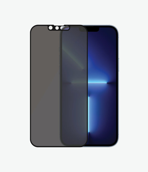 Закалено стъкло съвместимо с калъф с поверителност AB за iPhone 13 Pro Max и 14 Plus, Черно, Black
