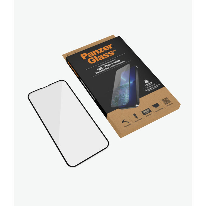 Закалено стъкло съвместимо с калъф AB за iPhone 13 Pro Max и 14 Plus, Черно, Black