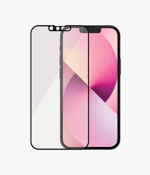 Закалено стъкло съвместимо с калъф против синя светлина AB за iPhone 13 mini, Черно, Black