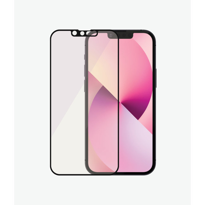 Закалено стъкло съвместимо с калъф против синя светлина AB за iPhone 13 mini, Черно, Black