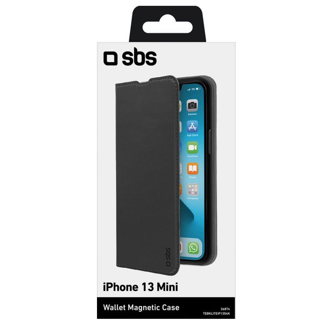Калъф Book Wallet Lite за iPhone 13 mini, Черно, Black