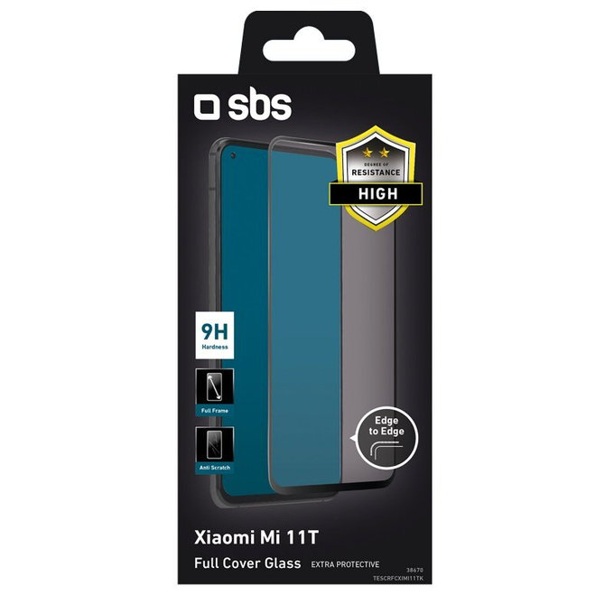 Закалено стъкло с пълно покритие за Xiaomi 11T и 11T Pro, Черно, Black, SBS